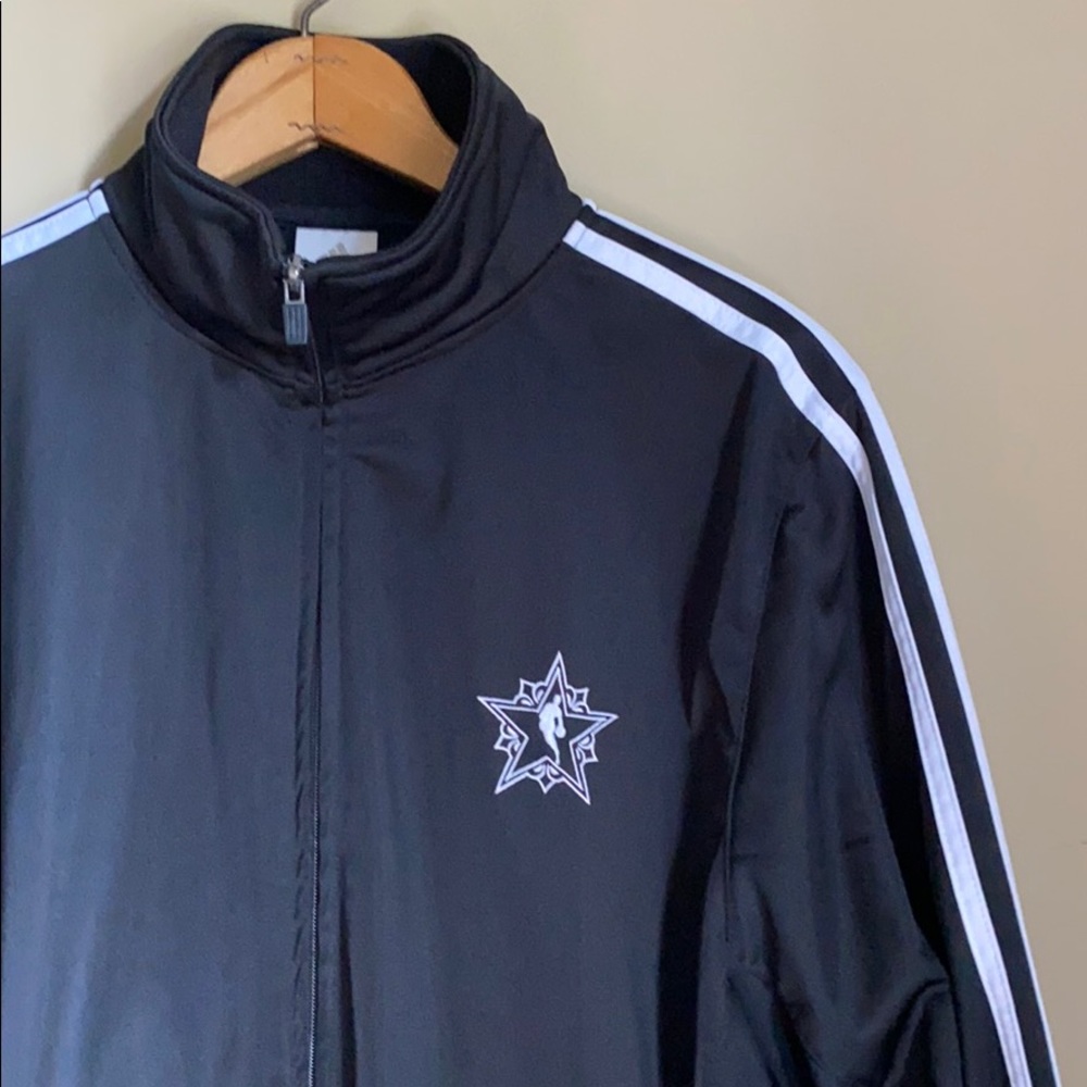Adidas 3 Stripe Track Jacket Men’s Large LG Black White Basketball Zip Up